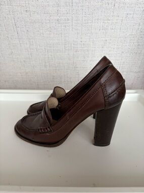 Michael Kors Brown Leather Block Heel Loafers